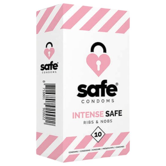 SAFE Intense Safe - rebrasti s točkicama kondomi (10 kom)