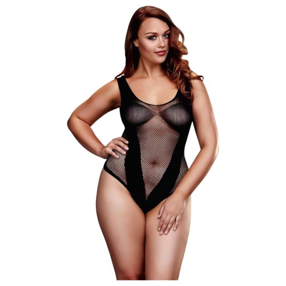 BACI Plus Size - profinjeni mrežasti body - crni (XL-XXL)