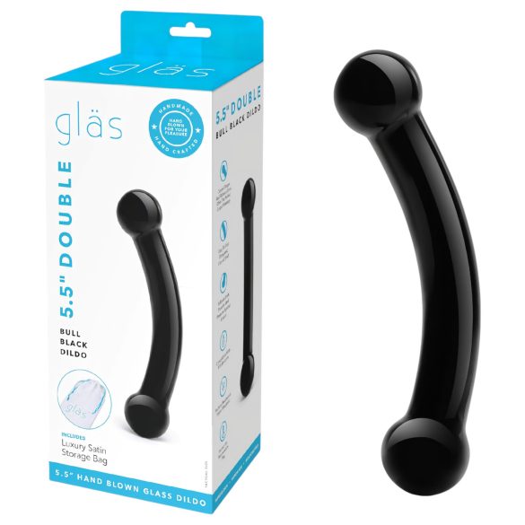 / GLAS - stakleni dvostruki dildo (crni)