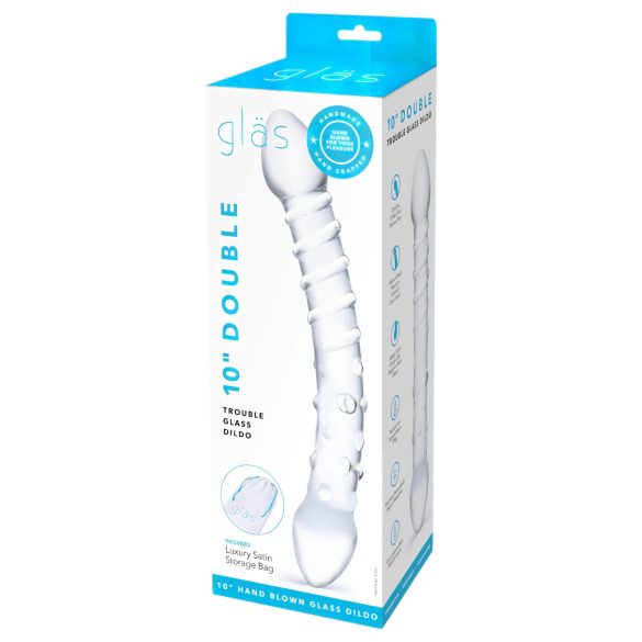 GLAS - stakleni dvostruki dildo (prozirni)