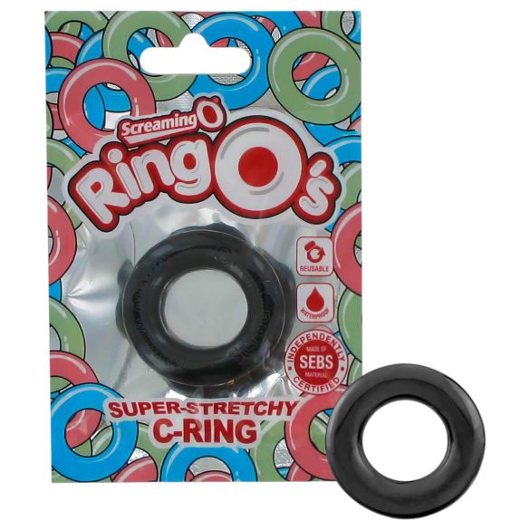 Screaming O - crni silikonski prsten za penis