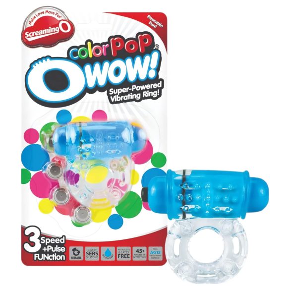 Vibrirajući Prsten za Penis Screaming Color Pop - prozirno-plava