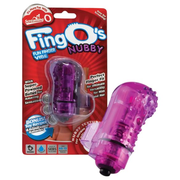 Screaming O Fingo’s Nubby - vibrirajući prsten za prst (ljubičasti)