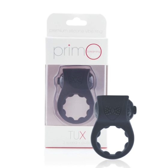 Screaming PrimO Tux - vodootporni vibrirajući prsten za penis (crni)
