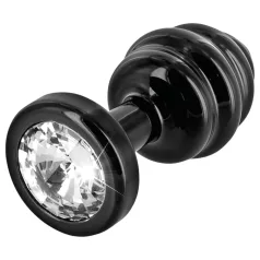 DIOGOL Anni - rebrasti analni čep - crni - (3 cm)