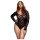 BACI Plus Size - čipkasti bodi s dugim rukavima - crni (XL-XXL)