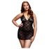 BACI Plus Size - čipkani babydoll s vrpcom oko vrata - crna (XL-XXL)