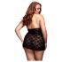 BACI Plus Size - čipkani babydoll s vrpcom oko vrata - crna (XL-XXL)