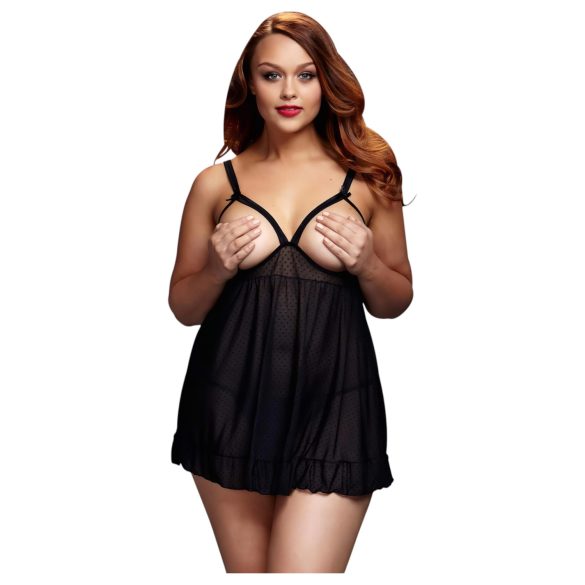 BACI Plus Size - otvoreni, točkasti baby doll - crna (XL-XXL)