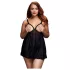 BACI Plus Size - otvoreni babydoll s točkicama - crna - XL-XXL