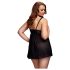 BACI Plus Size - otvoreni, točkasti baby doll - crna (XL-XXL)