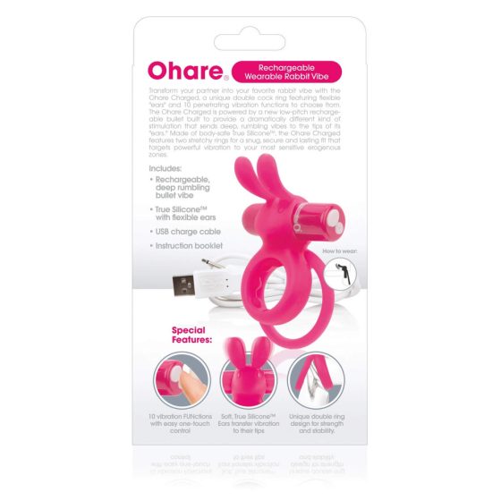 Screaming O Ohare - punjivi, zečić, vibrirajući prsten za penis (ružičasti)