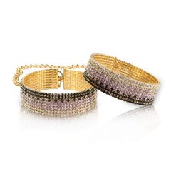   RS Icons Diamond - manšeta za nakit sa kamenčićima (1 par) - ružičasto zlato