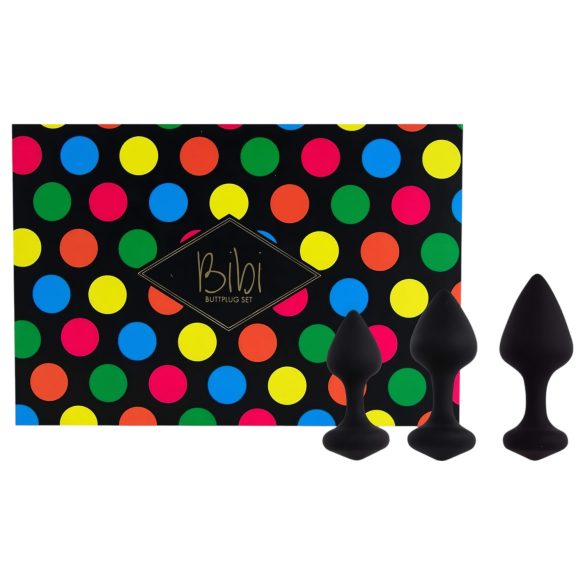 FEELZTOYS Bibi - Set analnih čepova - crni (3 komada)