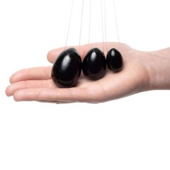   La Gemmes Yoni - set lopti za gejše - crni opsidijan (3 kom)