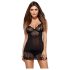 Obsessive Alluria - čipkasta negliže i tanga (crna) - L/XL
