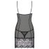 Obsessive Alluria - čipkasta negliže i tanga (crna) - L/XL