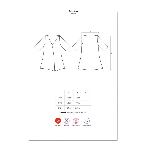 Obsessive - čipkasti ogrtač i tanga - crna