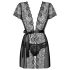 Obsessive Alluria - čipkasti ogrtač i tanga (crno) - L/XL