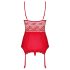 Obsessive Lovica - čipkasti top s halterima i tanga gaćice (crveno) - L/XL