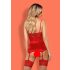 Obsessive Lovica - čipkasti top s halterima i tanga gaćice (crveno) - L/XL