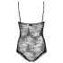 Obsessive Slevika - crna čipkasta body sa prednjim vezanjem i otvorima - L/XL
