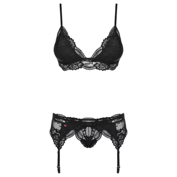 Obsessive - čipkasti komplet donjeg rublja - crna - L/XL