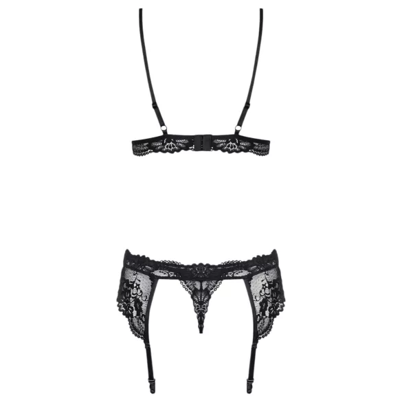 Obsessive - čipkasti komplet donjeg rublja - crna - L/XL