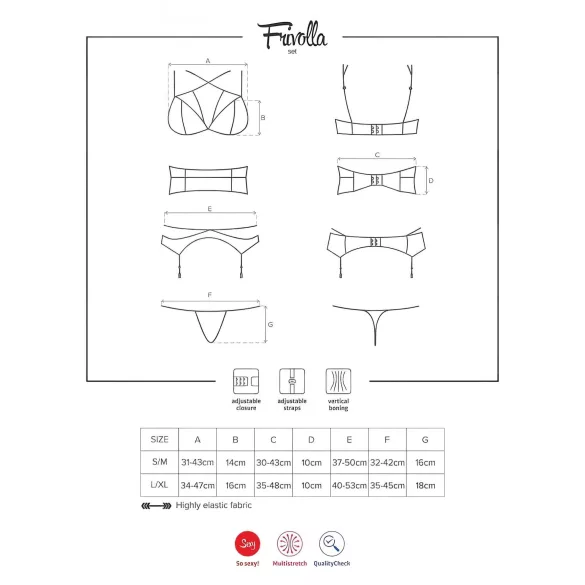 Pikantni čipkani donji veš set (crni) - L/XL