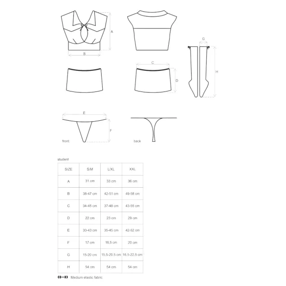 Obsessive - kostim školarke - 5-dijelni set