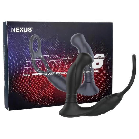 Nexus Simul8 - vibracijski prsten za penis s analnim dildom (crni)