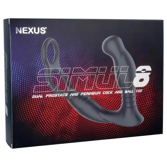 Nexus Simul8 - vibrirajući penis prsten s analnim dildom - crna
