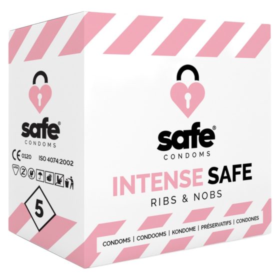 SAFE Intense Safe - kondomi s rebrastim točkama (5 kom.)