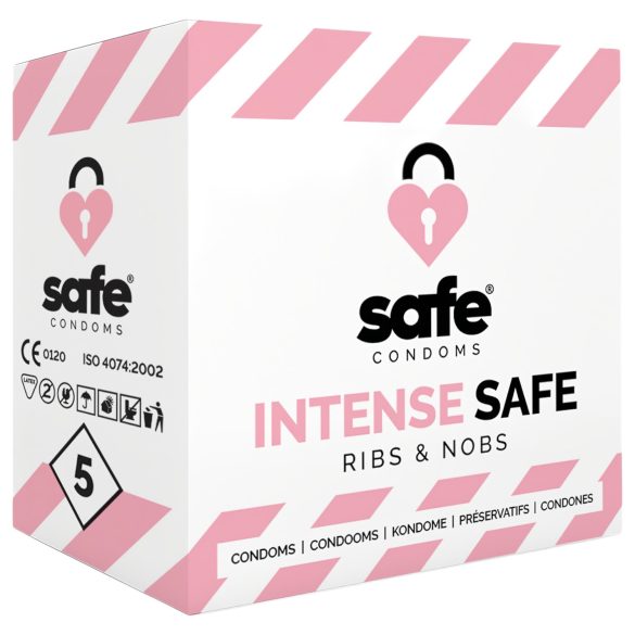SAFE Intense Safe - rebrasti i točkasti kondomi (5 kom)