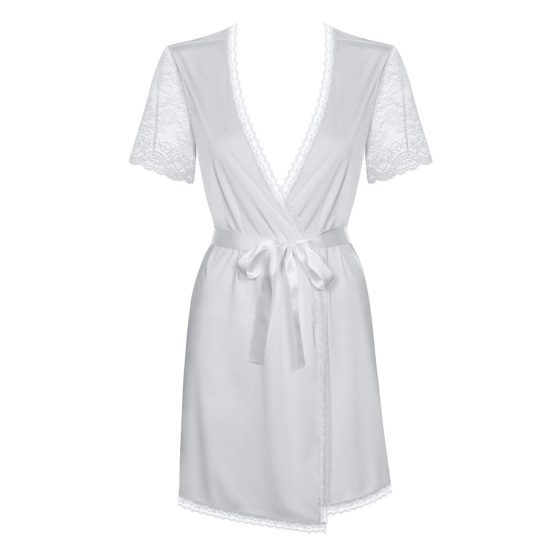 Obsessive Miamor Robe - ogrtač s čipkastim rukavima i tangama (bijeli) - L/XL