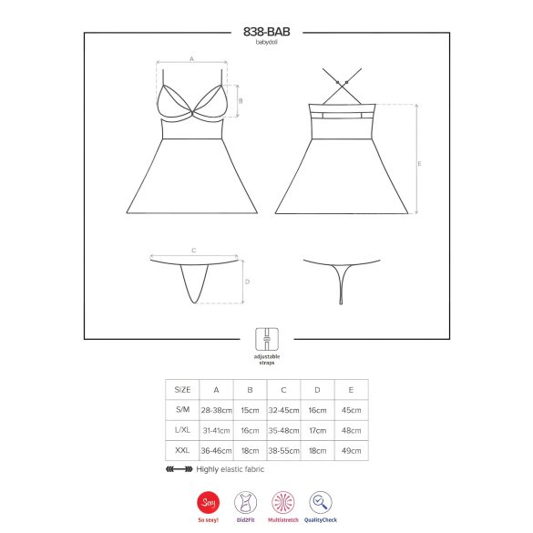 Obsessive - Babydoll set - prozirna čipka - crna