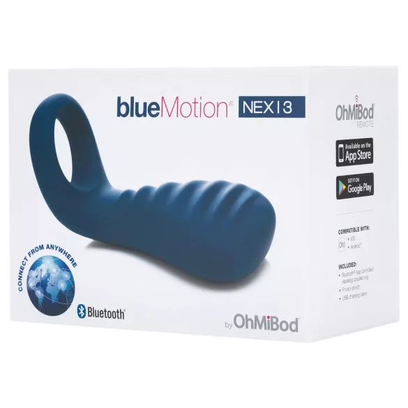 OHMIBOD Bluemotion Nex 3 - pametni vibracijski prsten za penis (plavi)