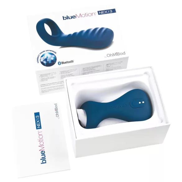 OHMIBOD Bluemotion Nex 3 - pametni vibracijski prsten za penis (plavi)