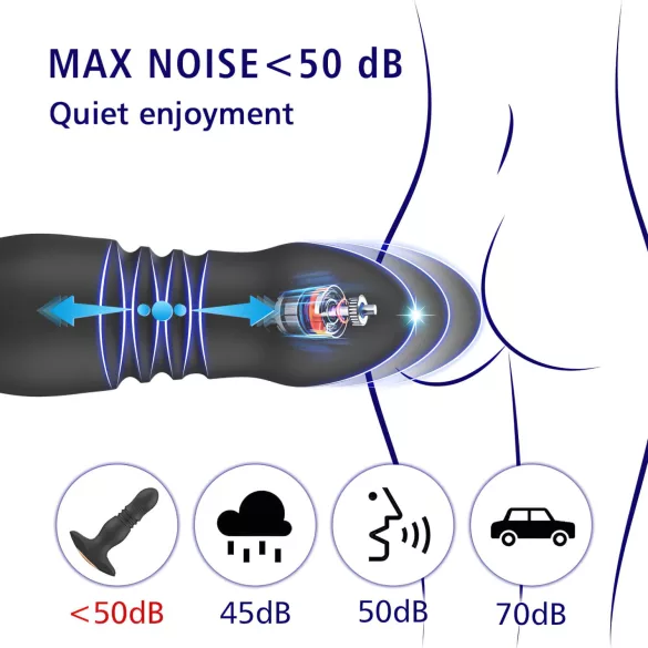 Aixiasia Roy - analni vibrator s daljinskim upravljačem, punjivi - crni