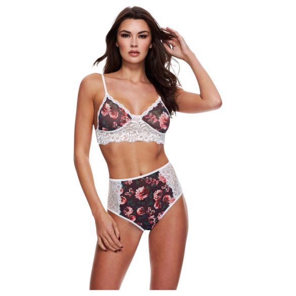 Baci - čipkasti cvjetni set grudnjaka s visokim strukom - M/L