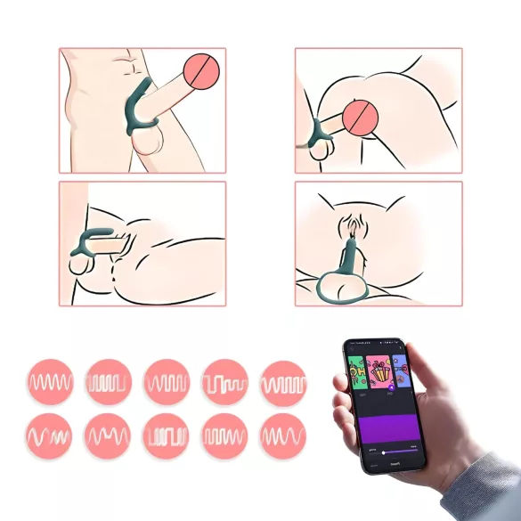 Magic Motion Rise - penis prsten s vibracijom - pametan, punjivi - zeleni