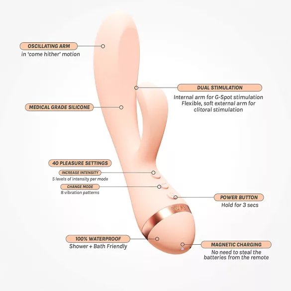 Vush Muse - vibrator za klitoris s ručkom - punjivi, vodootporni silikon - pink