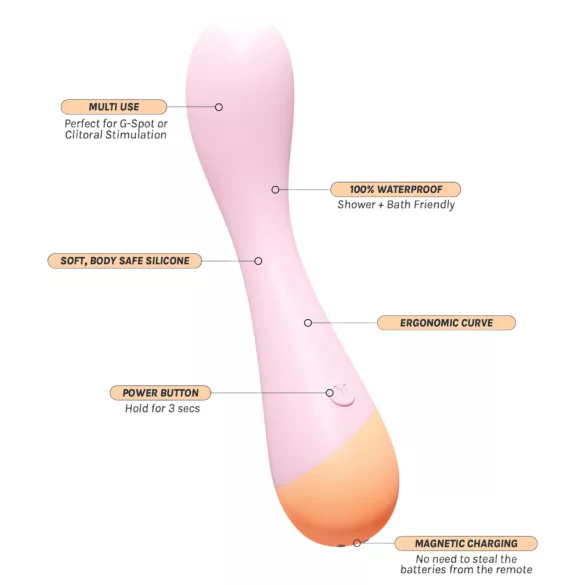 Vush Peachy G-Spot - vibrator za G-točku na punjenje - silikon - roza