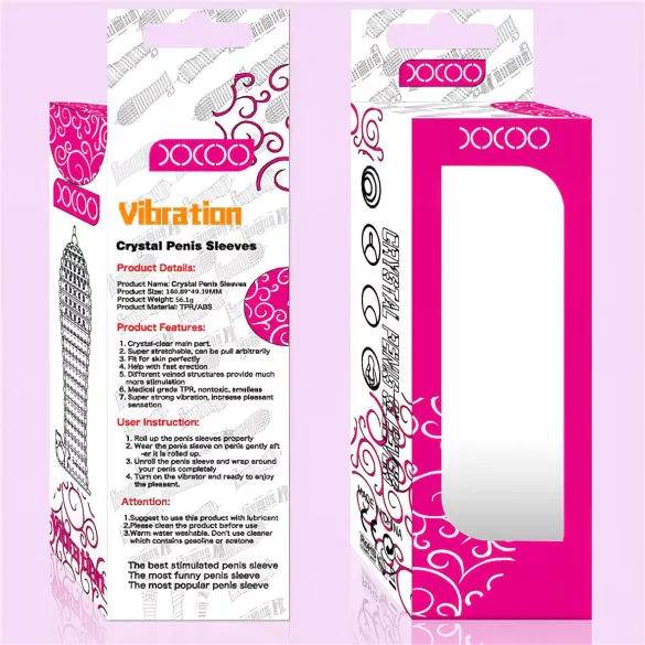 Lonely - vibrirajući penis rukav - za zadebljanje - proziran