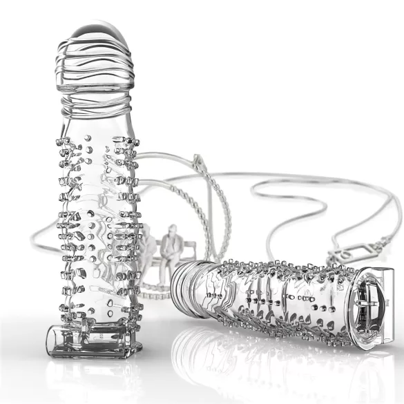 Lonely - vibrirajući penis rukav s bodljama - proziran